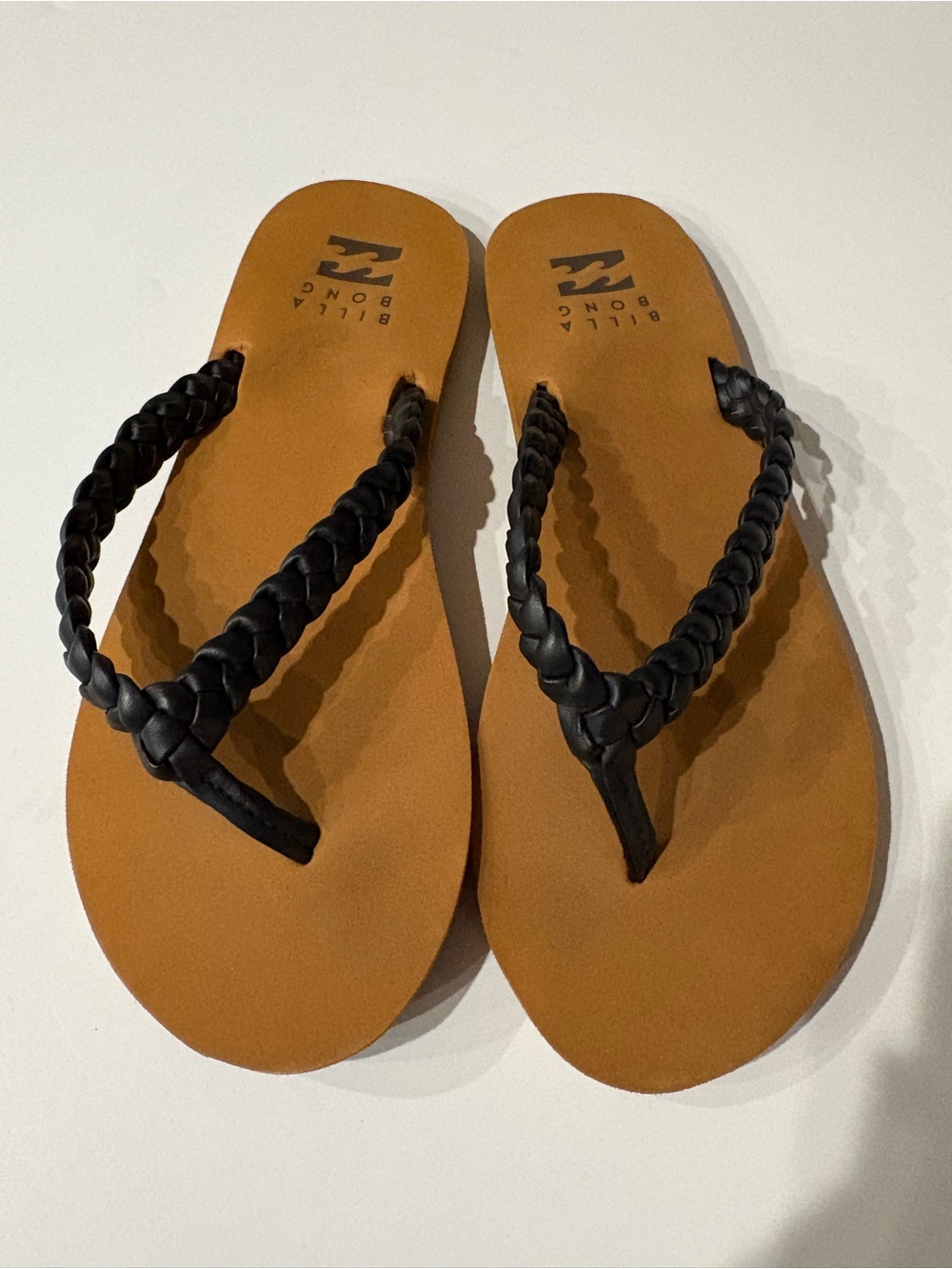 Billabong Women's Black Braided Strap Flip Flops Size 7